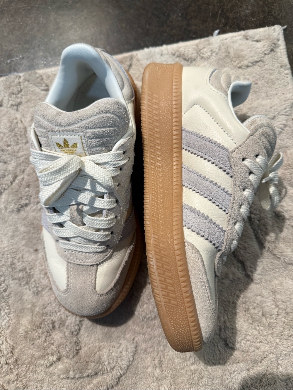 adidas Cream & Light Gray Classic Gum Sole Sneakers
